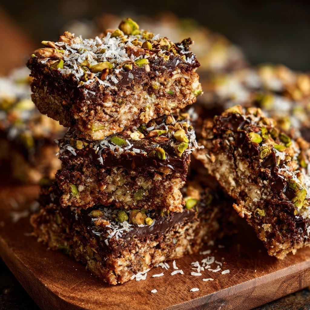Chocolate Pistachio Coconut Snack Squares