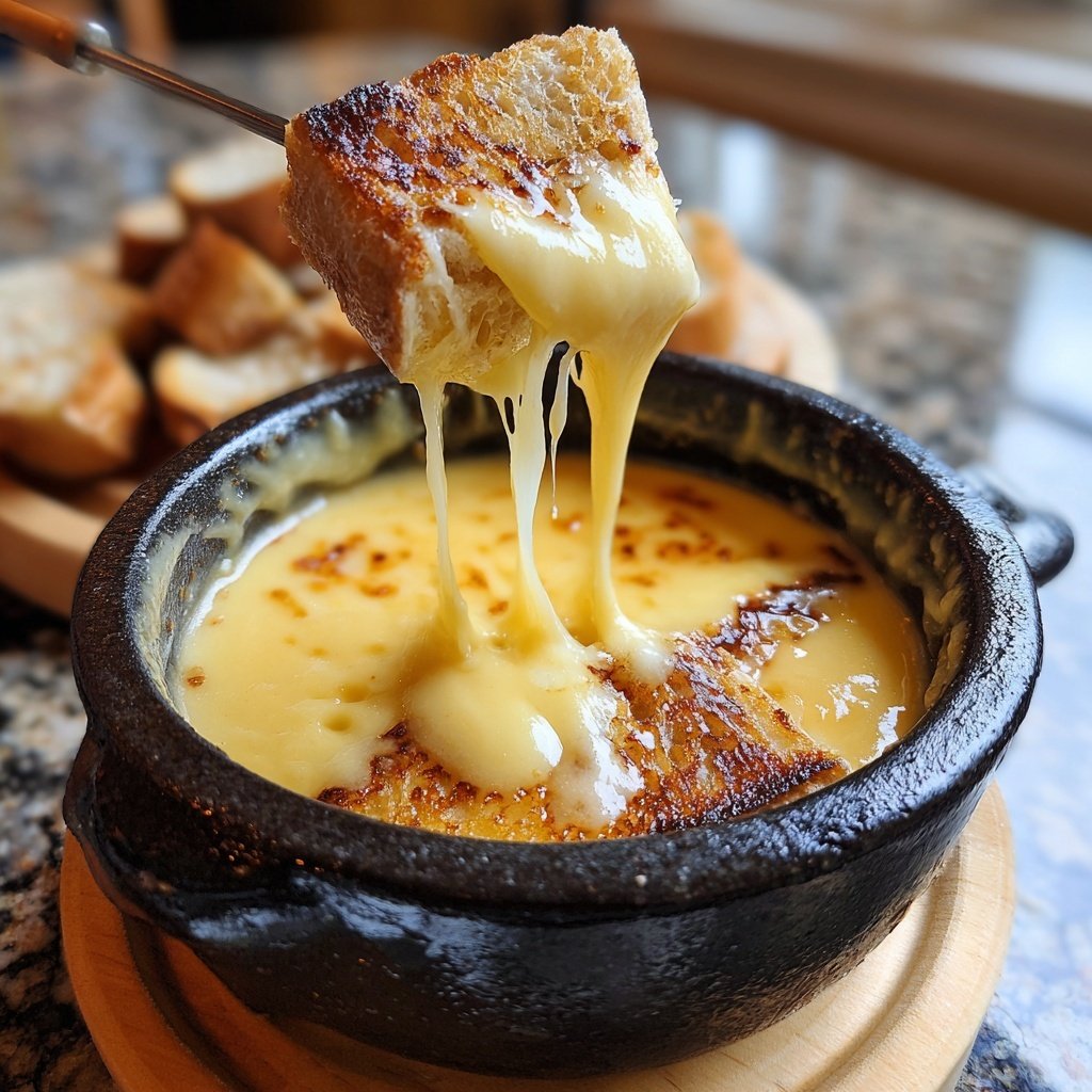 Fondue with Beer and Swiss Cheese