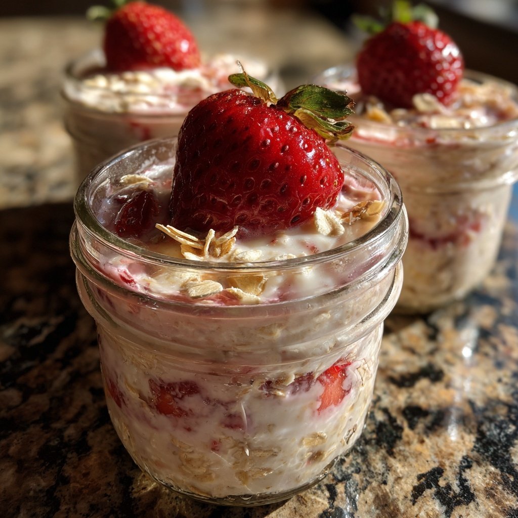 Strawberry Yogurt Oatmeal Jars