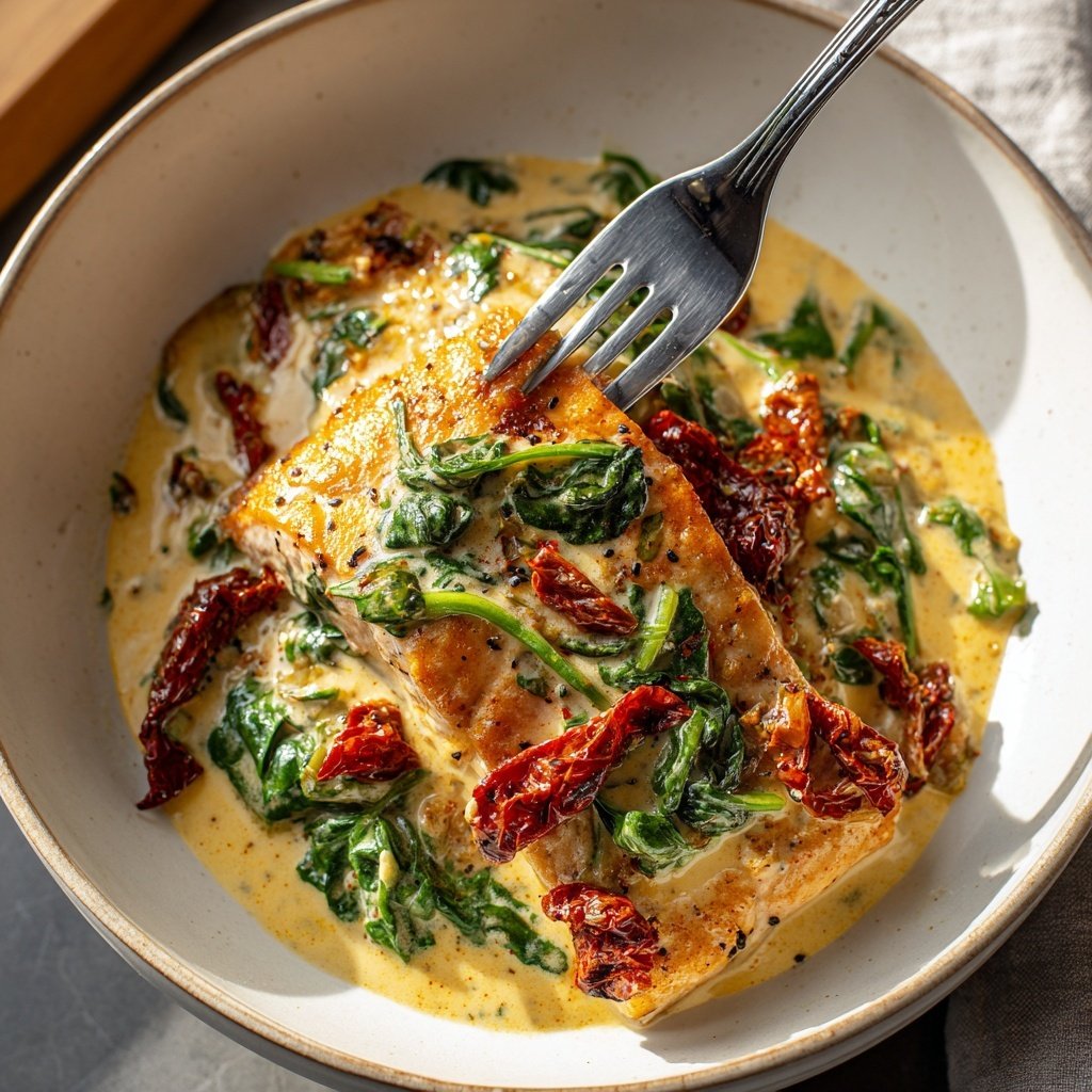 Creamy Tuscan Salmon for Two