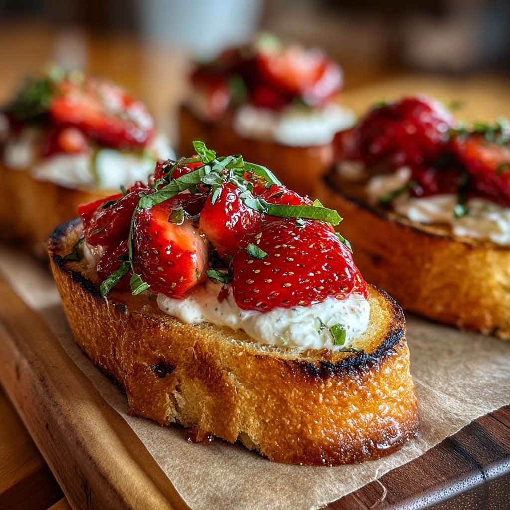 Bruschetta with Strawberries and Cream Cheese
